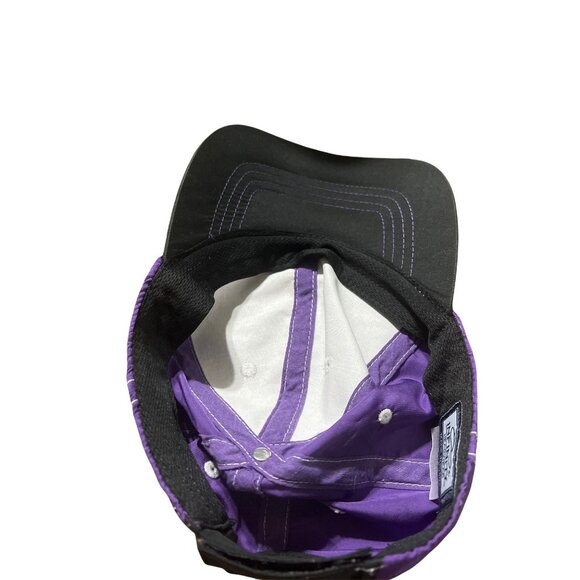 Infinity Headwear Purple Adjustable Baseball Cap With White Stitching & Black Tr - Picture 6 of 7